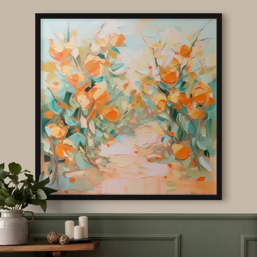 Fototapetes Abstraktā apelsīnu birzs imitācija glezniecība f44772