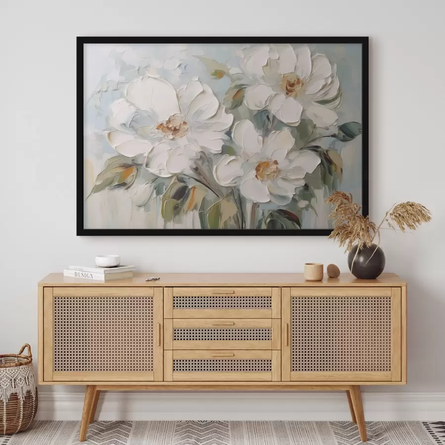 Fototapetes Balto ziedu imitācijas glezniecība f44775