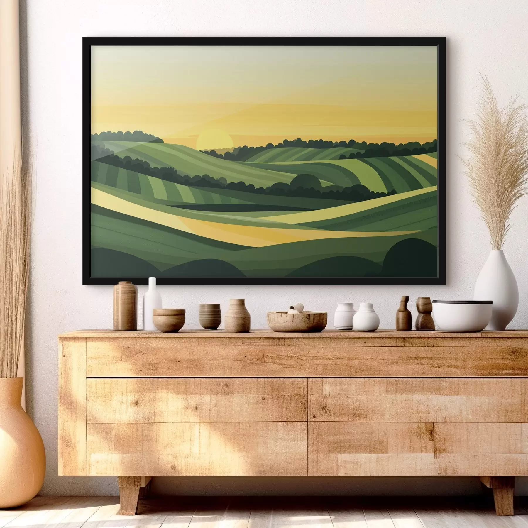 Glezna Abstraktas ainavas ar kalniem un saulrietu f44785