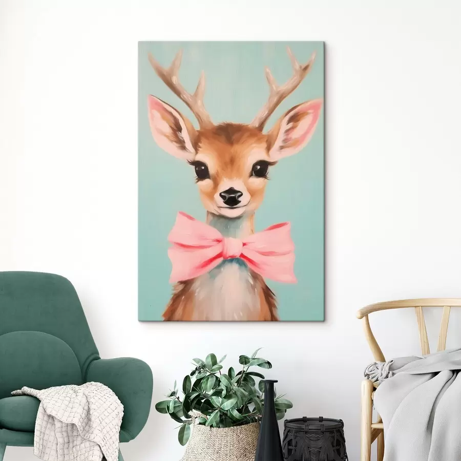 Glezna Briedis ar rozā loku s44802