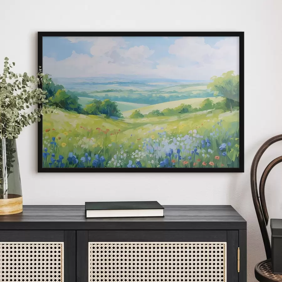 Fototapetes Ziedošs kalns ar skatu uz vasaru f44813