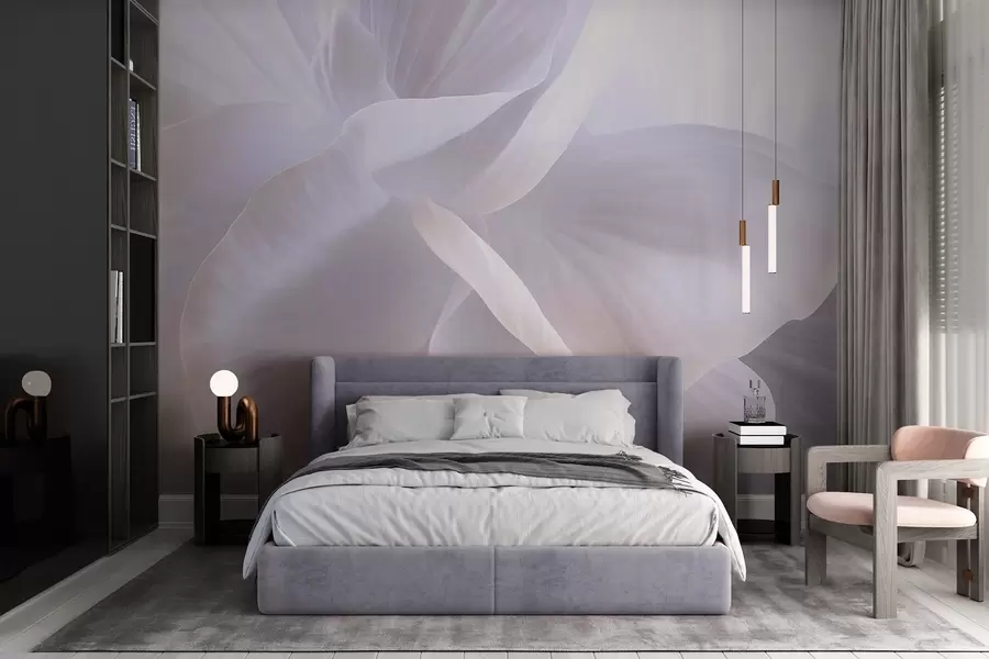 Fototapetes Abstrakts fakturēts zieds ar maigām ziedlapiņām, maigs apgaismojums, eleganta kompozīcija, minimālisma estētika w09211