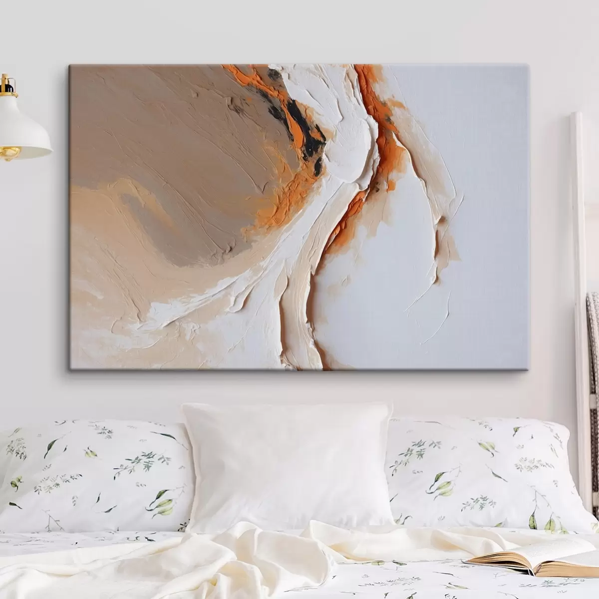 Glezna Maigs pasteļtoņa tonis ar oranžu akcentu un gludiem triepieniem s44874