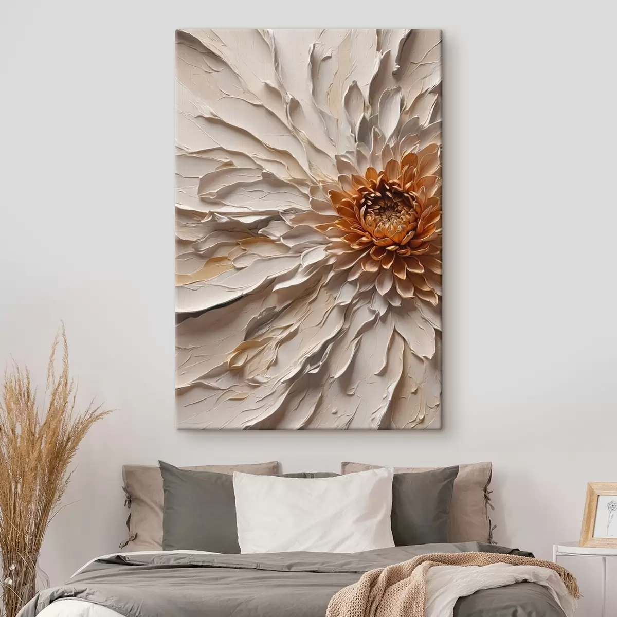 Glezna Apjomīgs zieds ar krēmīgām ziedlapiņām un siltu kodolu s44878