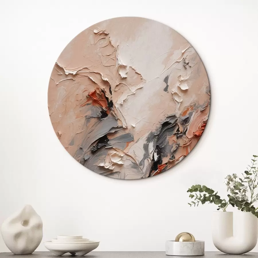 Glezna Abstrakcija persikīgi pelēkos toņos ar teksturētiem triepieniem r44873