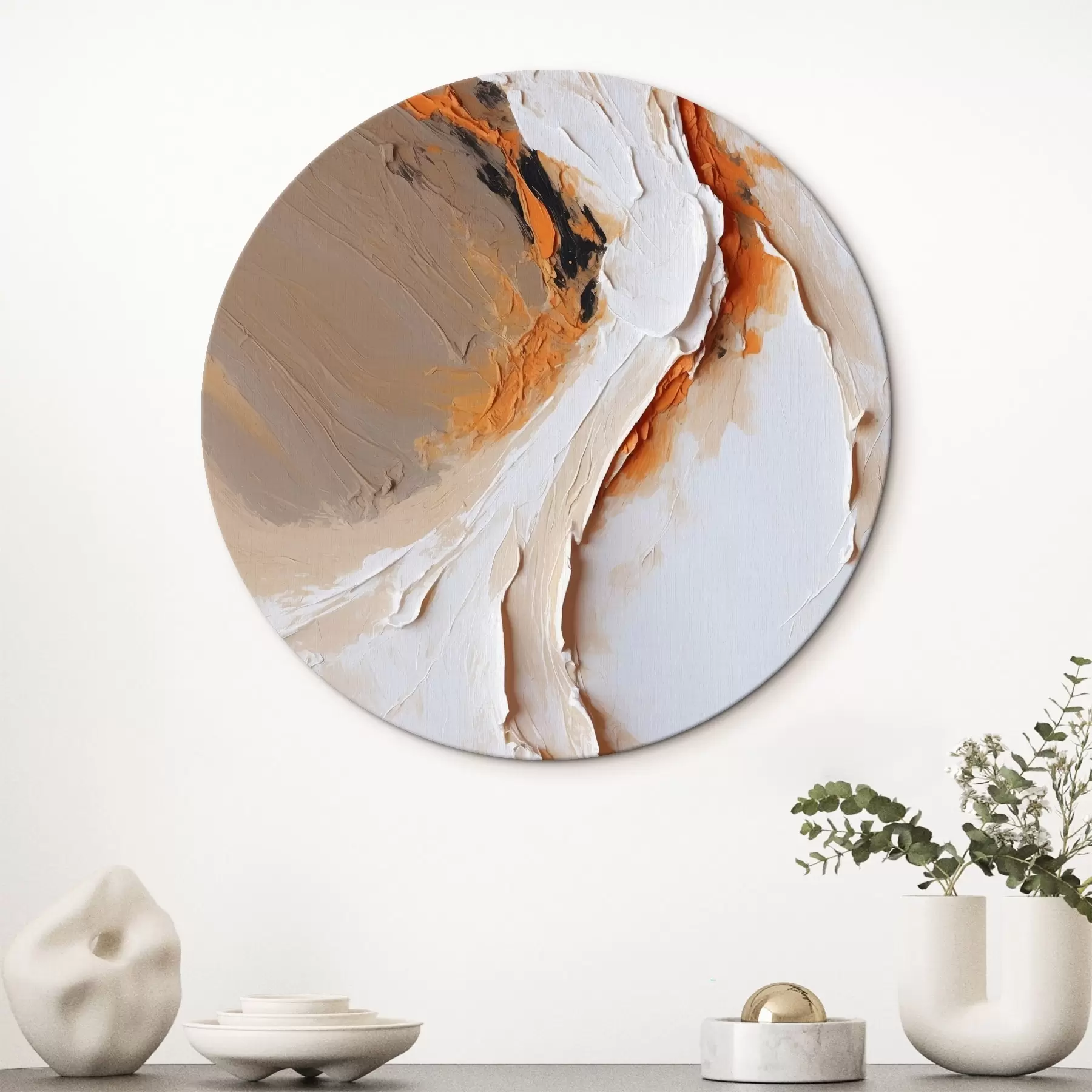 Glezna Maigs pasteļtoņa tonis ar oranžu akcentu un gludiem triepieniem r44874