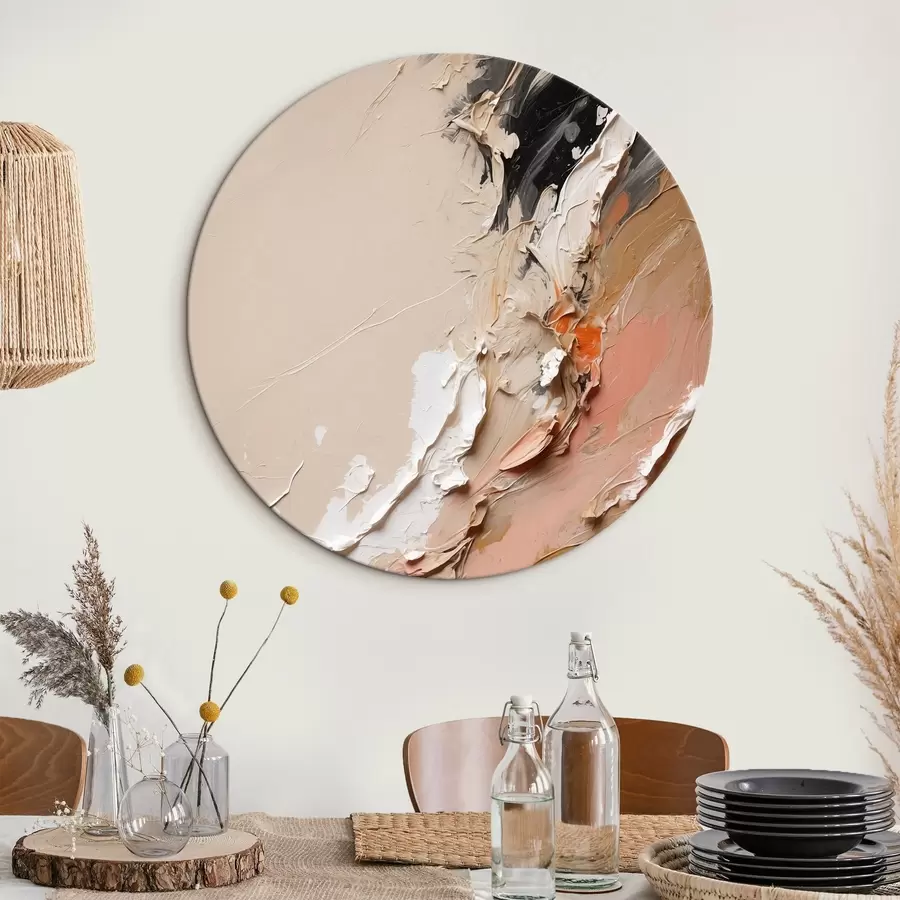 Glezna Bēša un melna abstrakcija ar rozā un baltiem akcentiem r44875