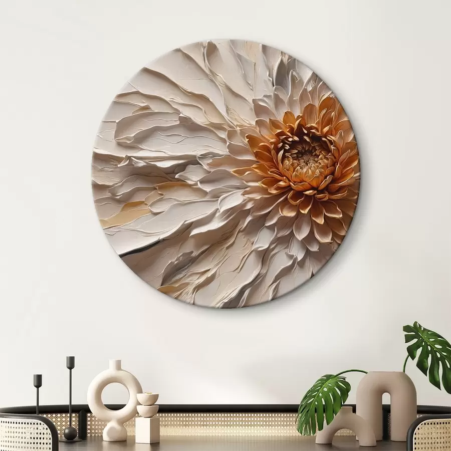 Glezna Apjomīgs zieds ar krēmīgām ziedlapiņām un siltu kodolu r44878