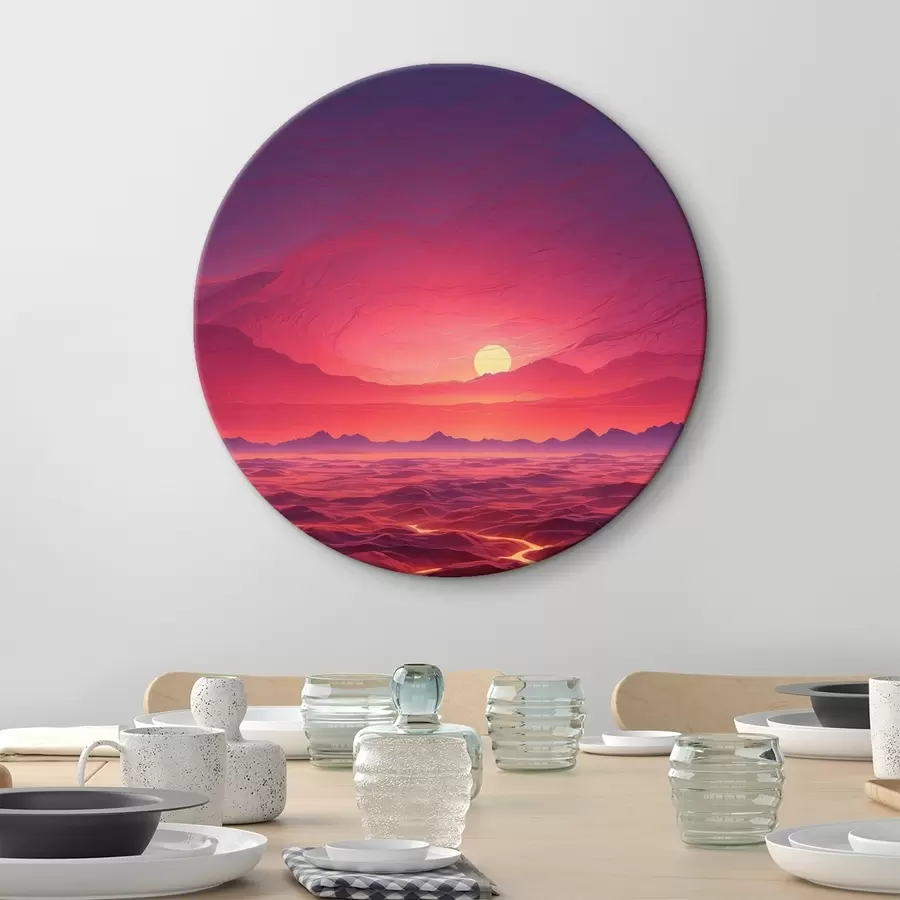 Glezna Karsta ainava ar lavas plūsmām zem sarkanām debesīm r44886