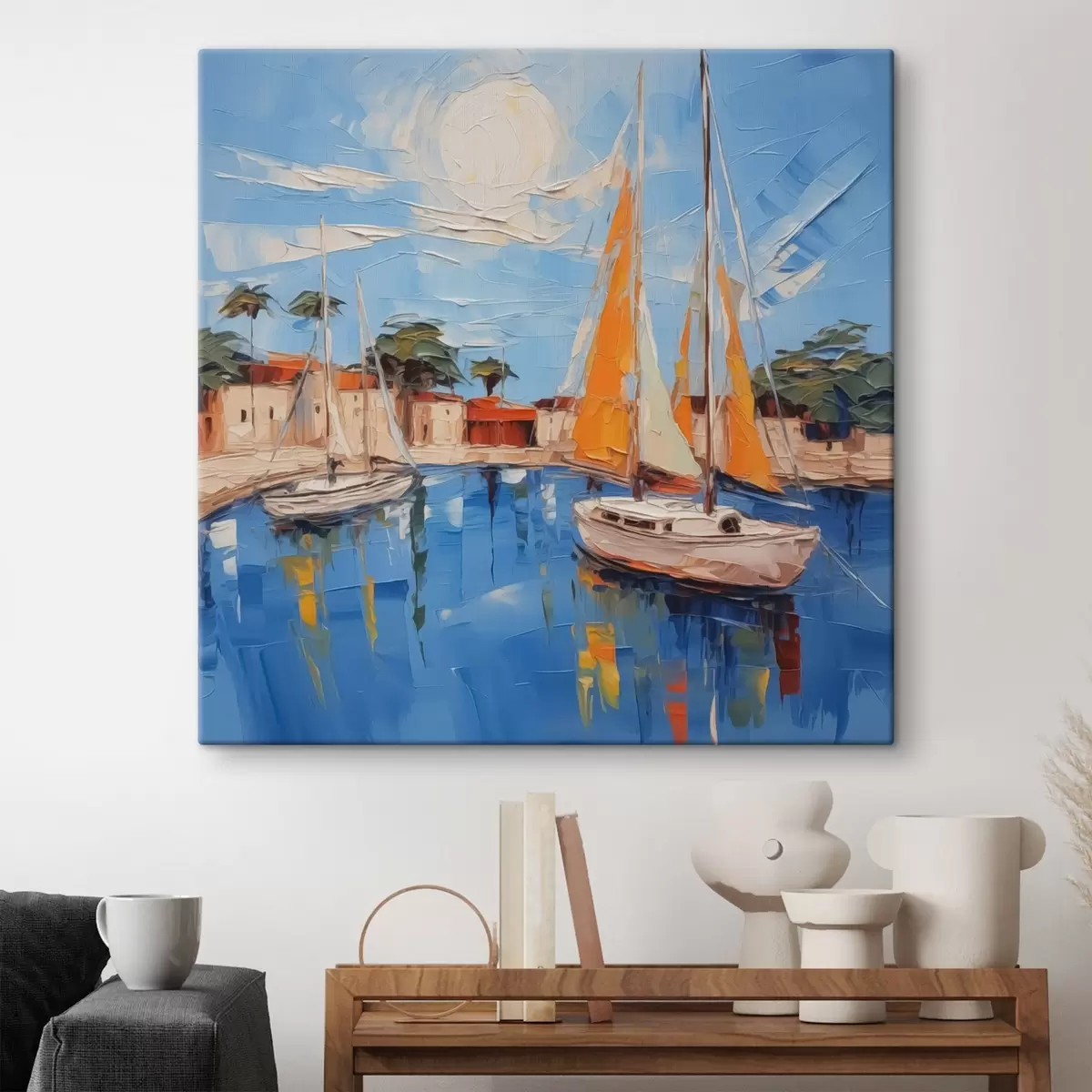 Glezna Buru laiva pie mola s44824