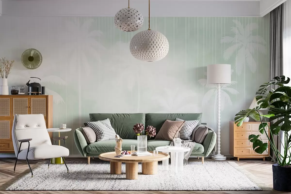 Fototapetes Migla ar palmām w04180v3