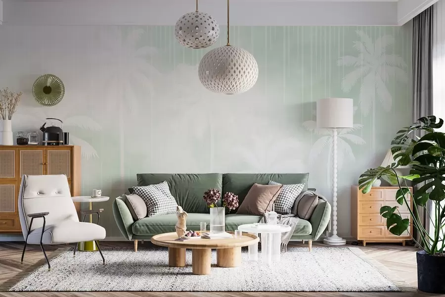 Fototapetes Migla ar palmām w04180v3