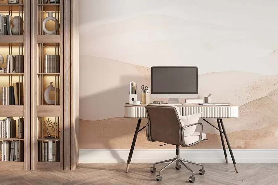 Fototapetes Akvareļu stila kalni gaiši bēšos toņos w09223