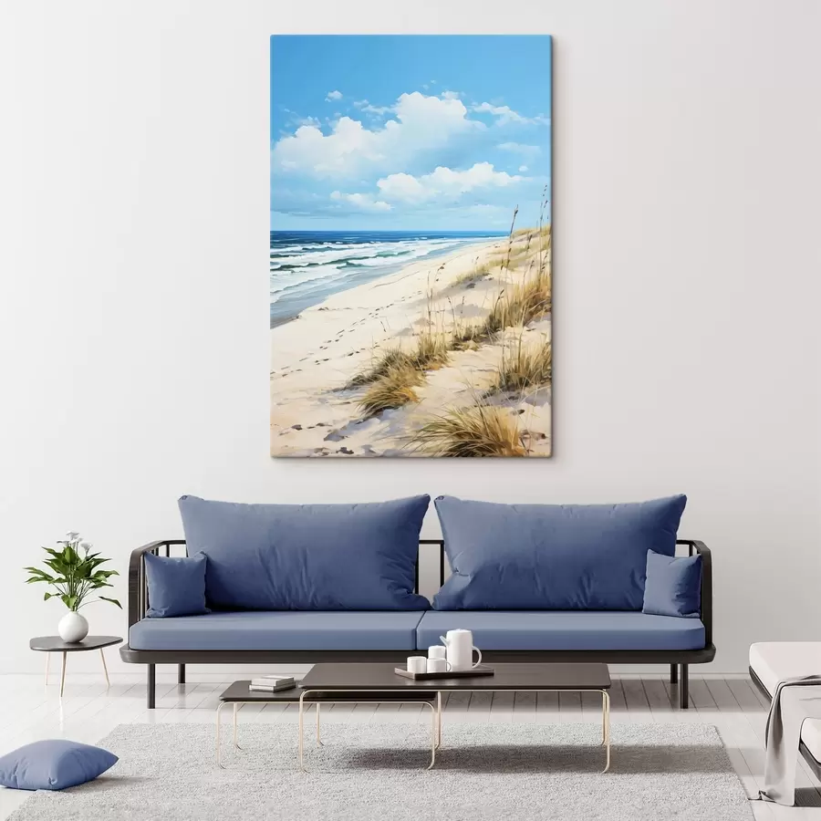 Glezna Zāle piekrastē zem zilām debesīm s44917