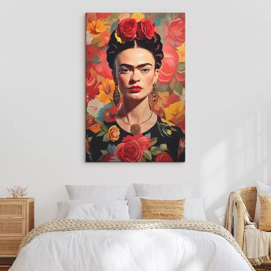 Glezna Portrets uz ziedu fona s44920