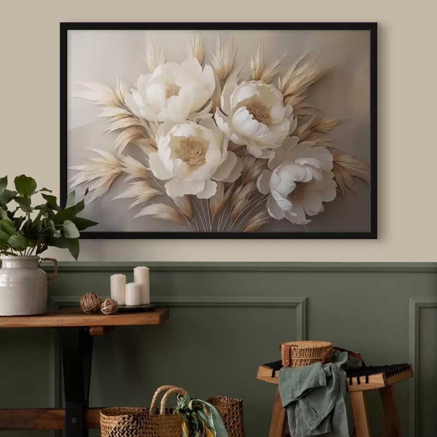 Fototapetes Peonijas ar smailiņiem f44913