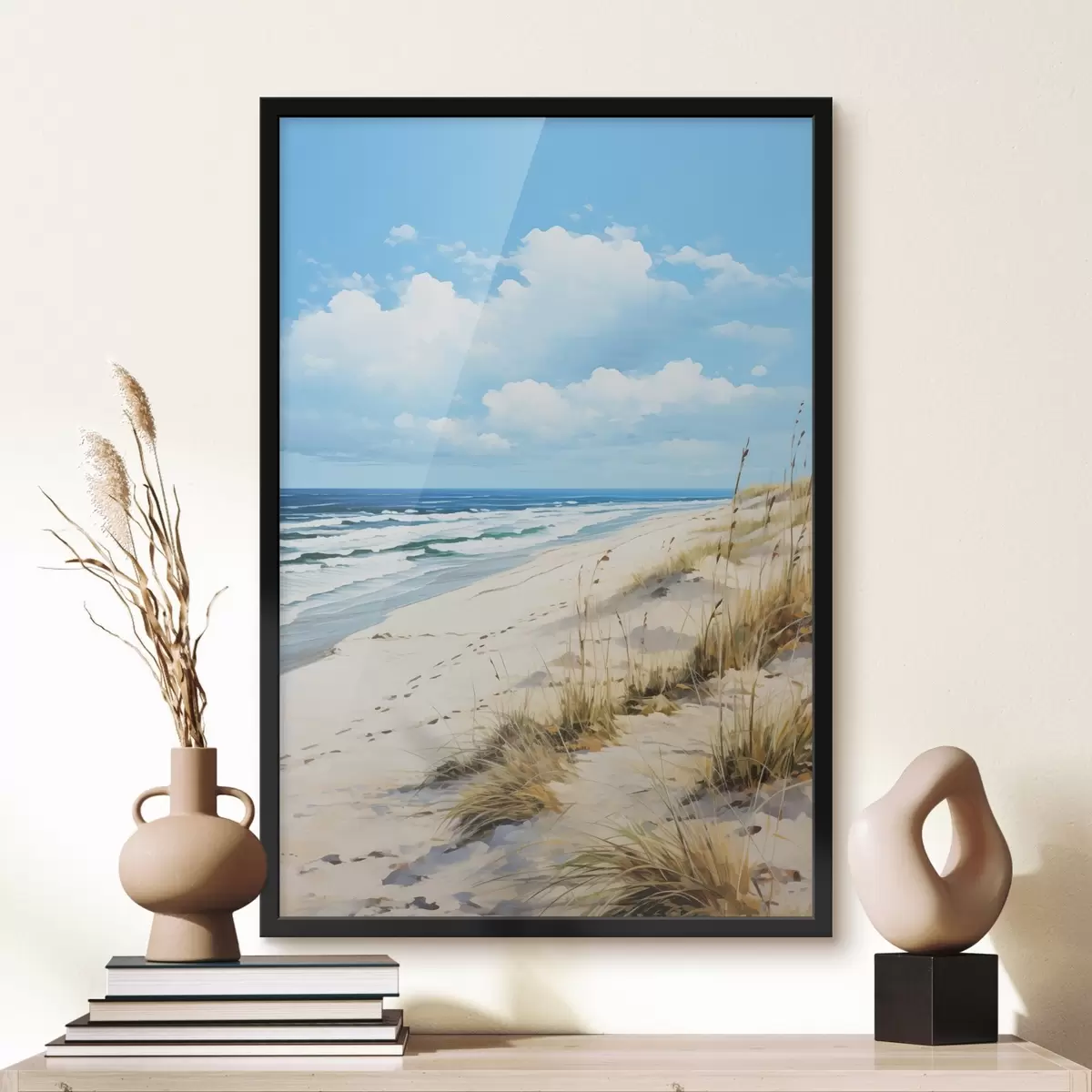 Plakāts Zāle piekrastē zem zilām debesīm f44917