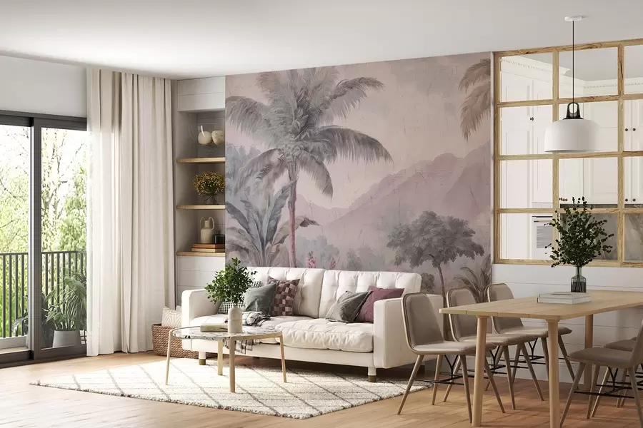 Fototapetes tropu džungļi retro stilā w04139