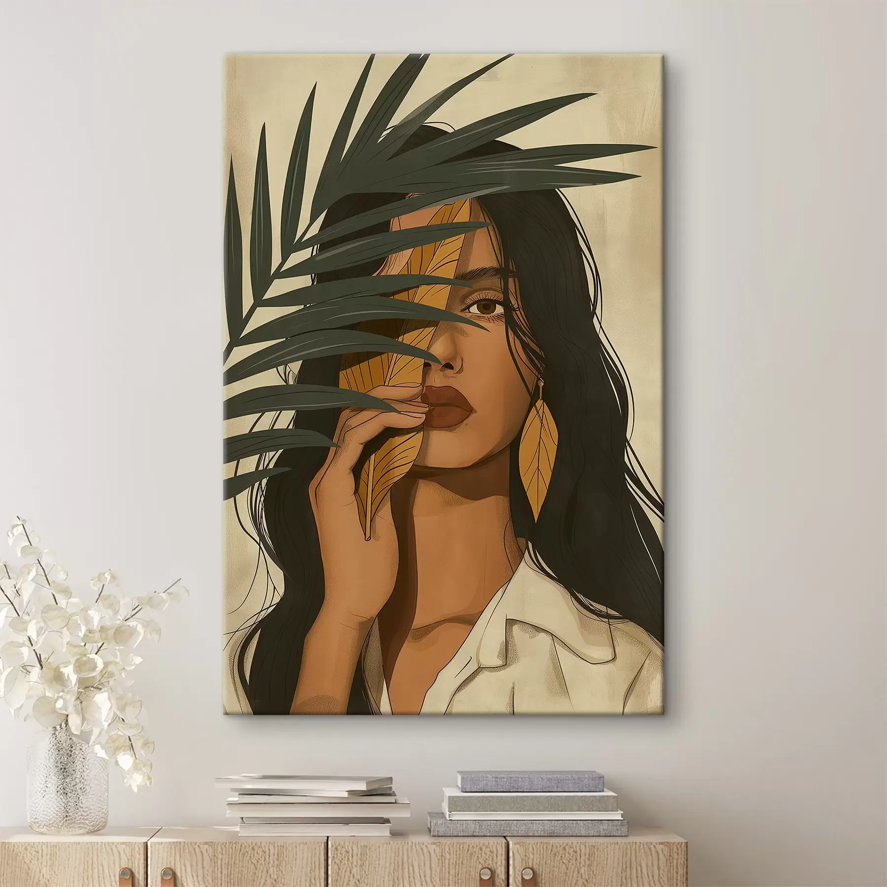 Fototapetes Aiz lapām paslēpta seja s44960