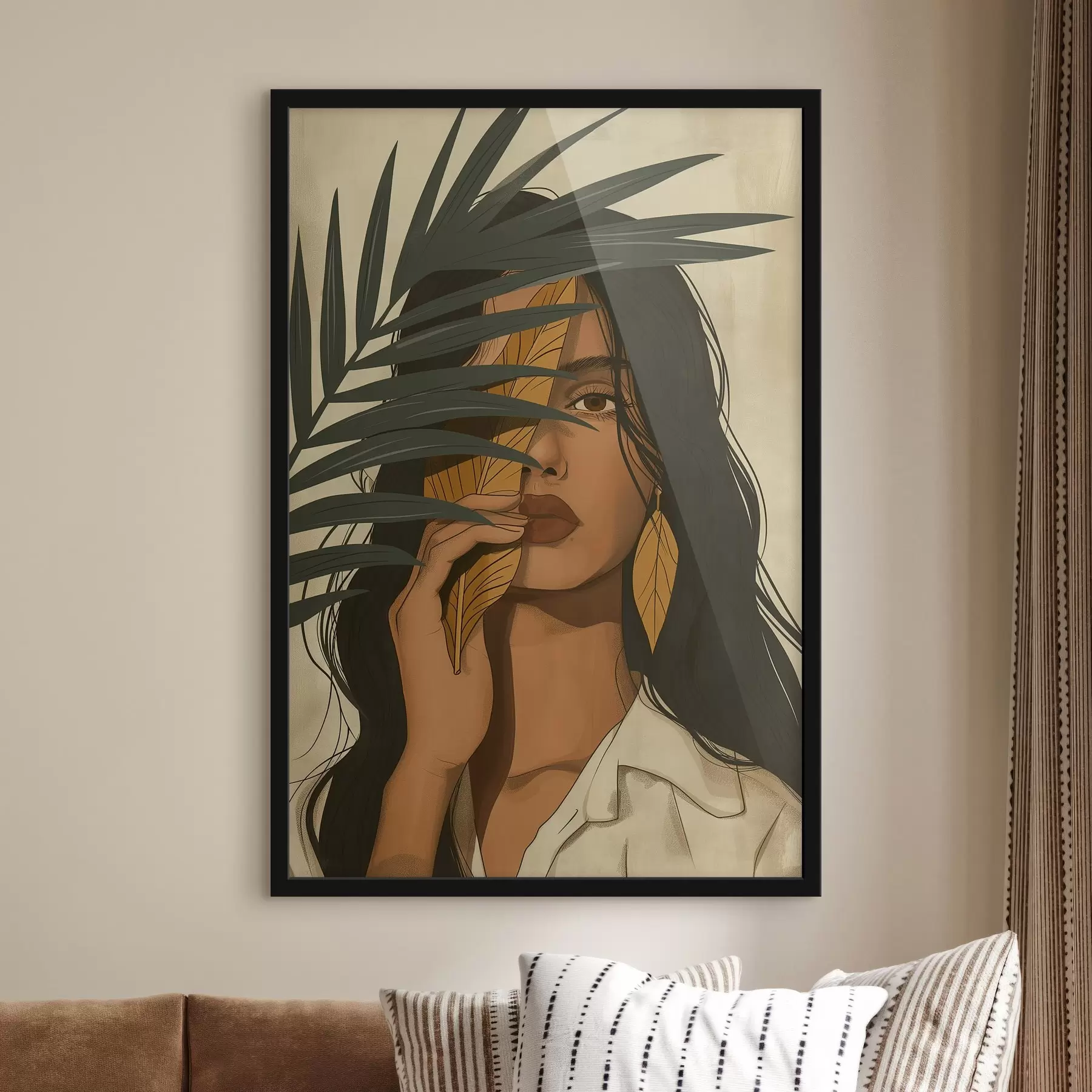 Glezna Aiz lapām paslēpta seja f44960