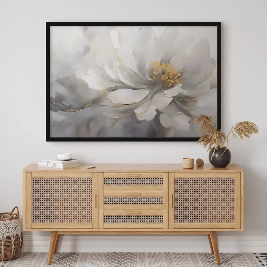 Fototapetes Balts zieds ar akcentiem abstraktā stilā f44838