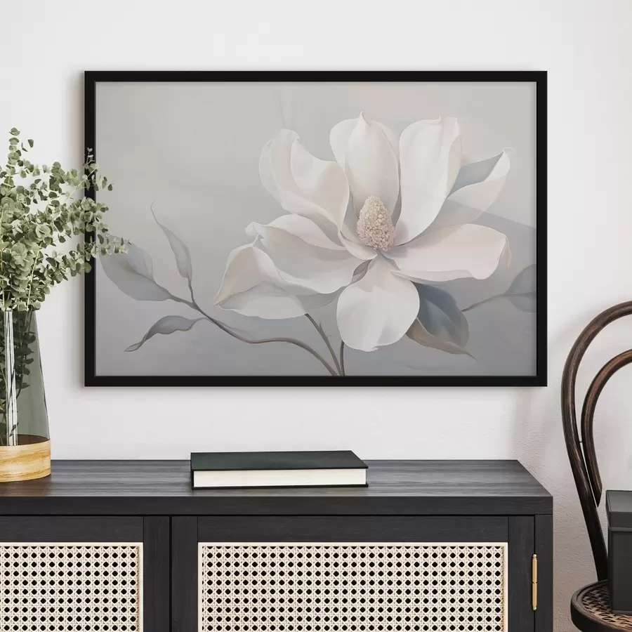 Fototapetes Ziedošs balts zieds pasteļtoņos f44839