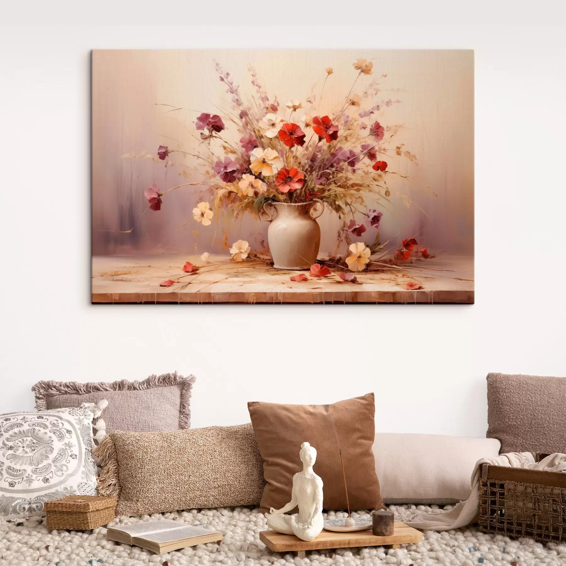 Glezna Savvaļas ziedu pušķis vāzē eļļas gleznošanas stilā s44947