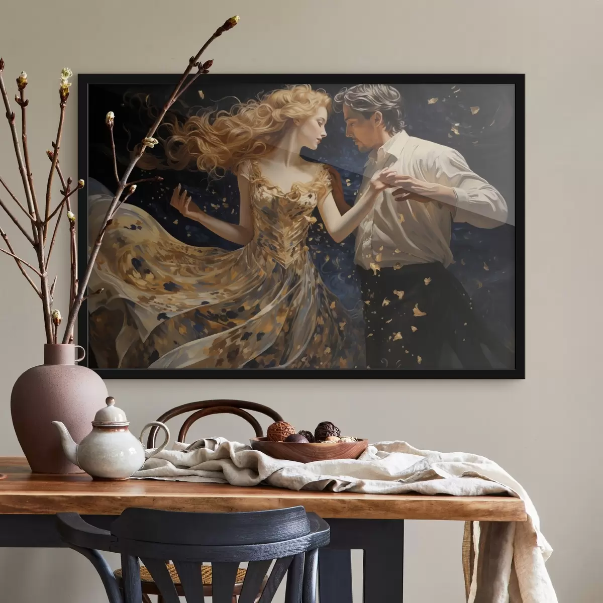 Plakāts Pāris kustībā dzelteni zilos toņos glezniecības stilā f44940