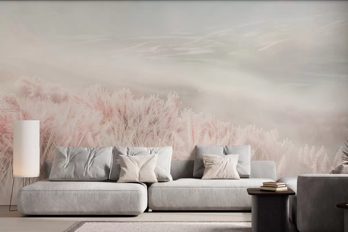 Fototapetes  lauks ar pūkainu zāli w04211