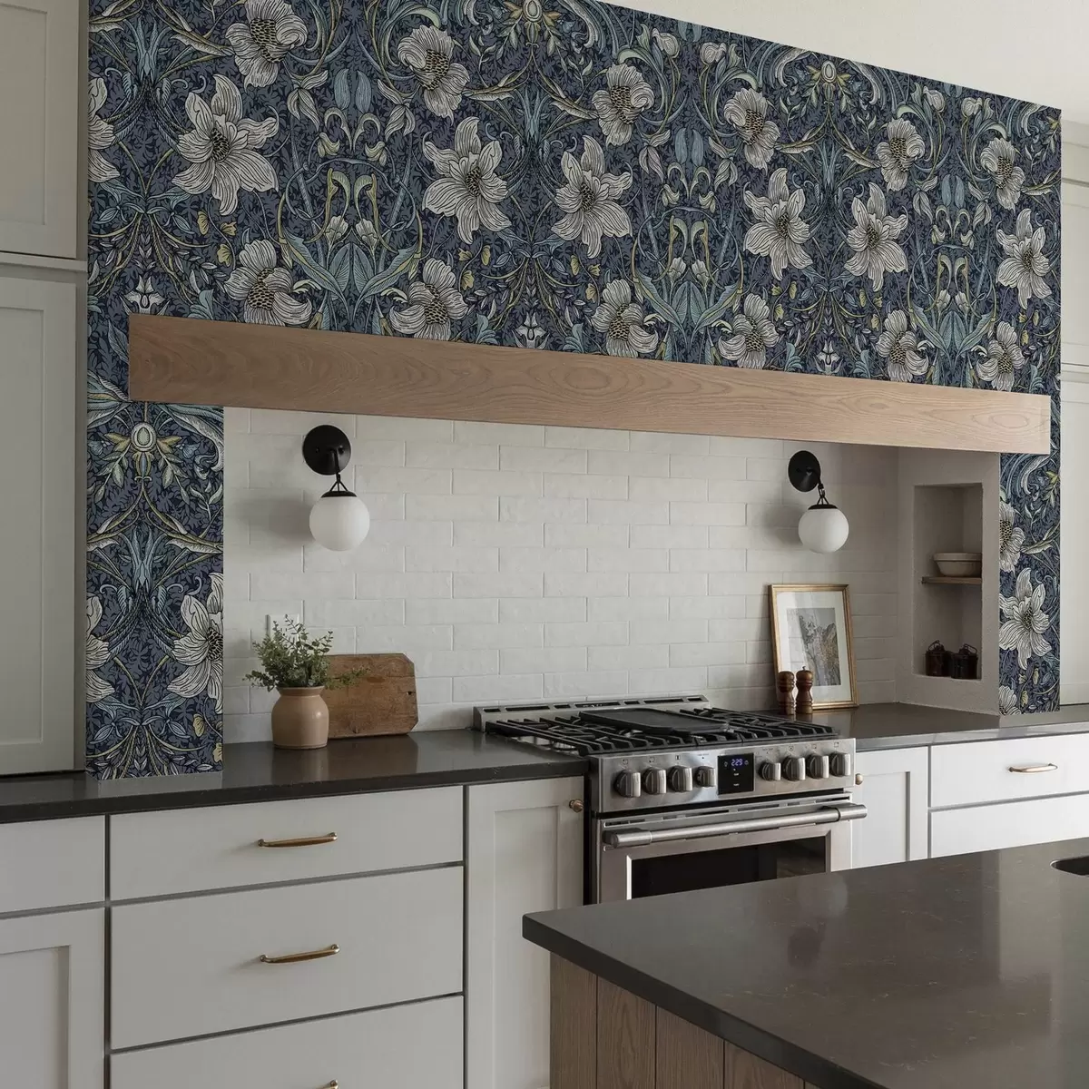 Tapetes Klasisks ziedu ornaments Viljama Morisa stilā a00232