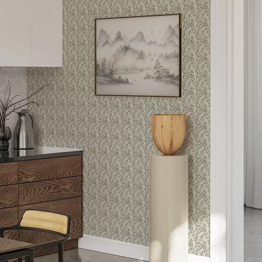 Fototapetes Glīti olīvu zari uz gaiša fona a00243