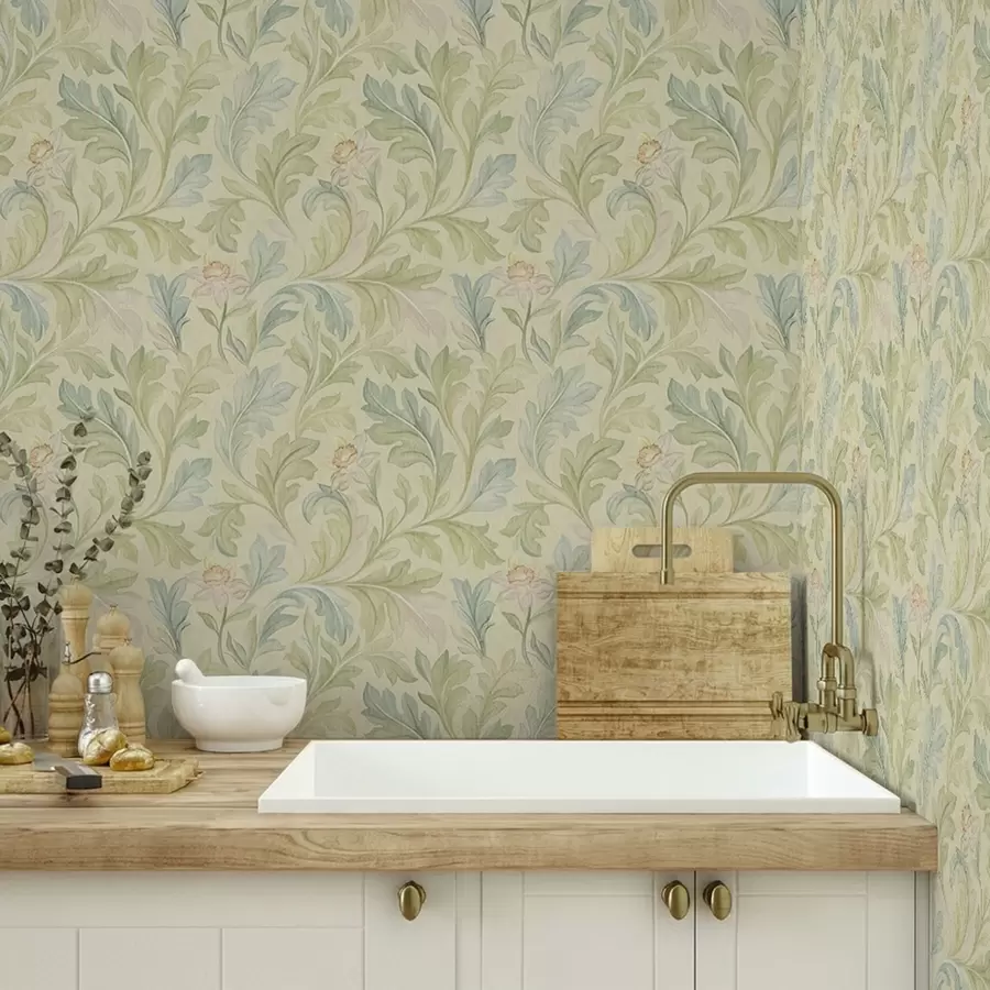 Fototapetes Vintage lapas uz dzeltenīga fona, maigas krāsas a00277v1