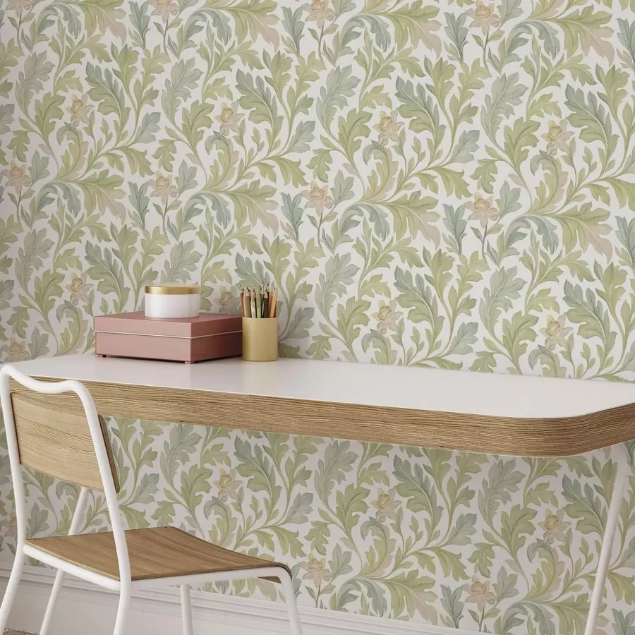 Fototapetes Vintage ziedu ornaments uz balta fona a00277v2