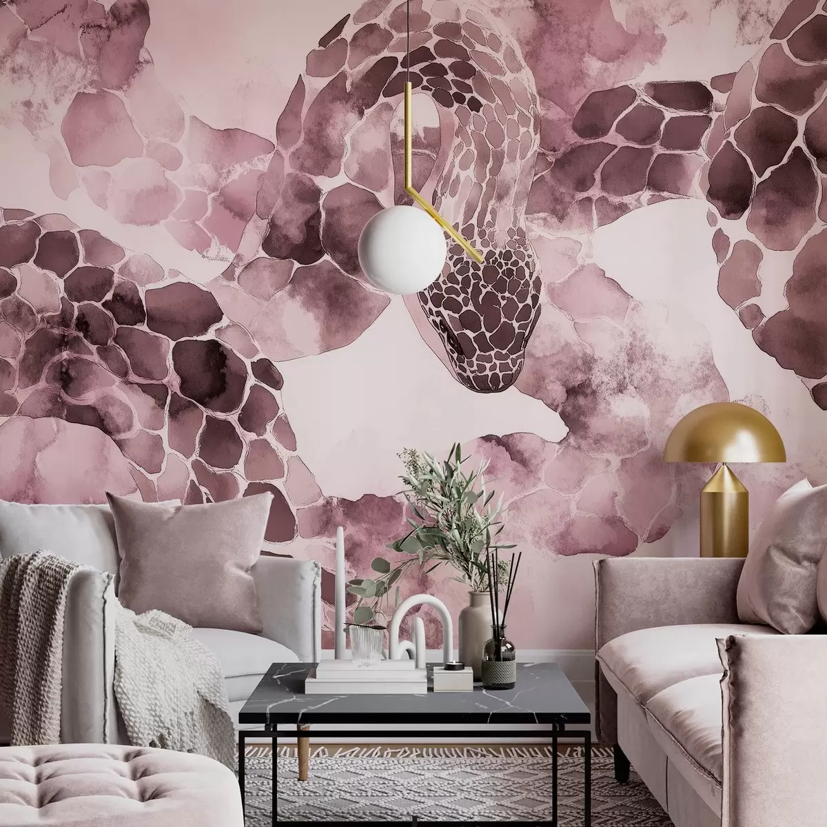 Fototapetes Čūskas siluets, akvareļu stils, bordo krāsas w04113v1