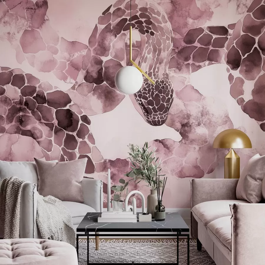 Fototapetes Čūskas siluets, akvareļu stils, bordo krāsas w04113v1