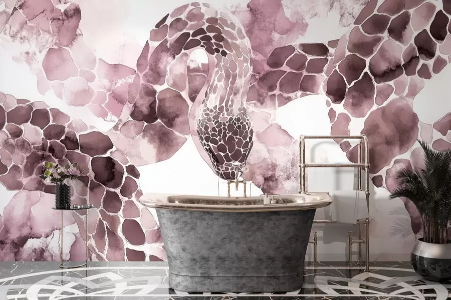 Fototapetes Čūskas siluets, akvareļu stils, bordo krāsas w04113v1