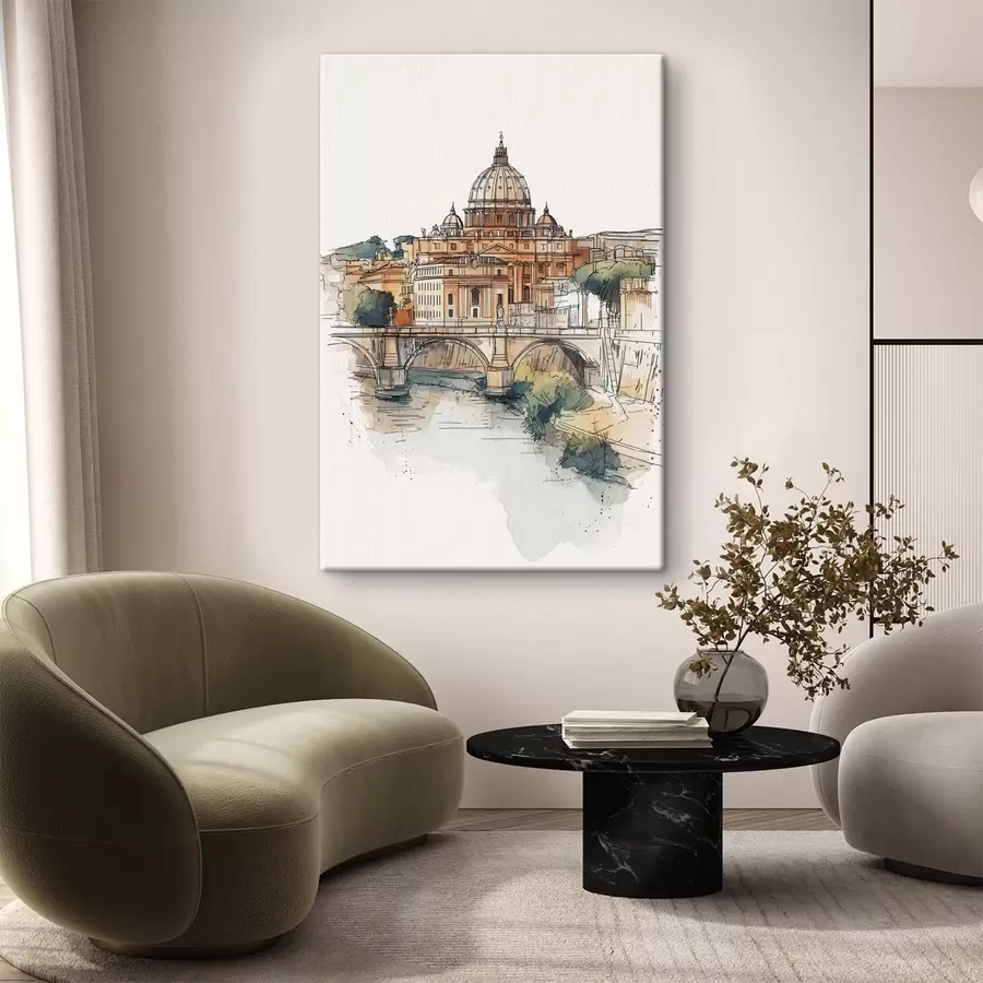 Glezna Akvarelis Romas pilsēta, skiču zīmējums, arhitektūra  s44983