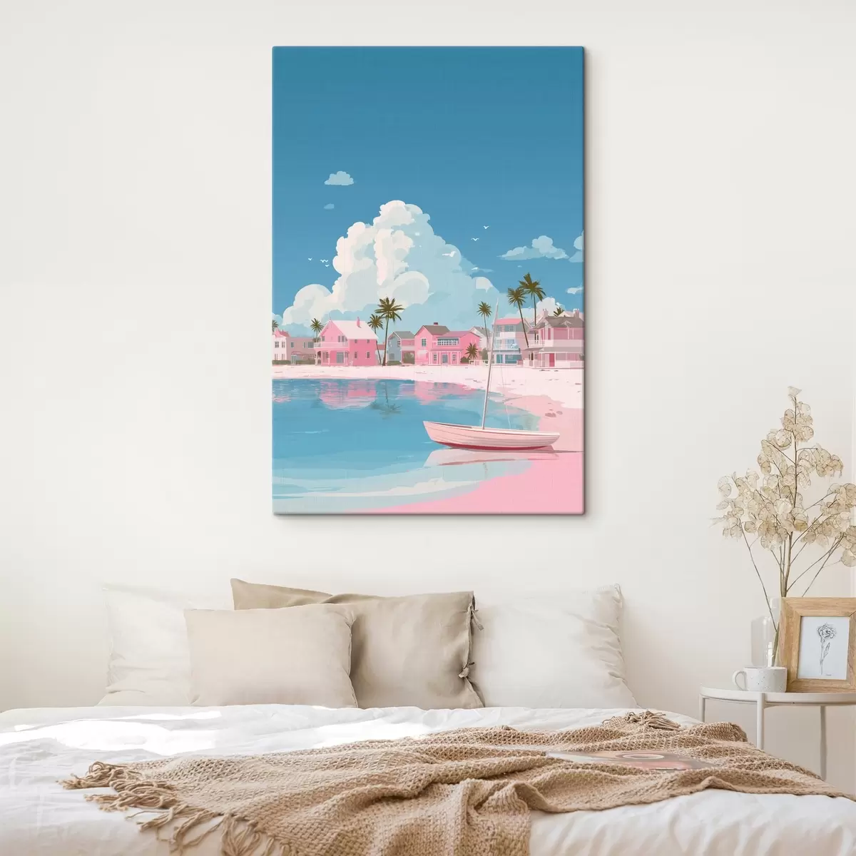 Glezna Krāsaina rozā vasaras pludmale  s44985