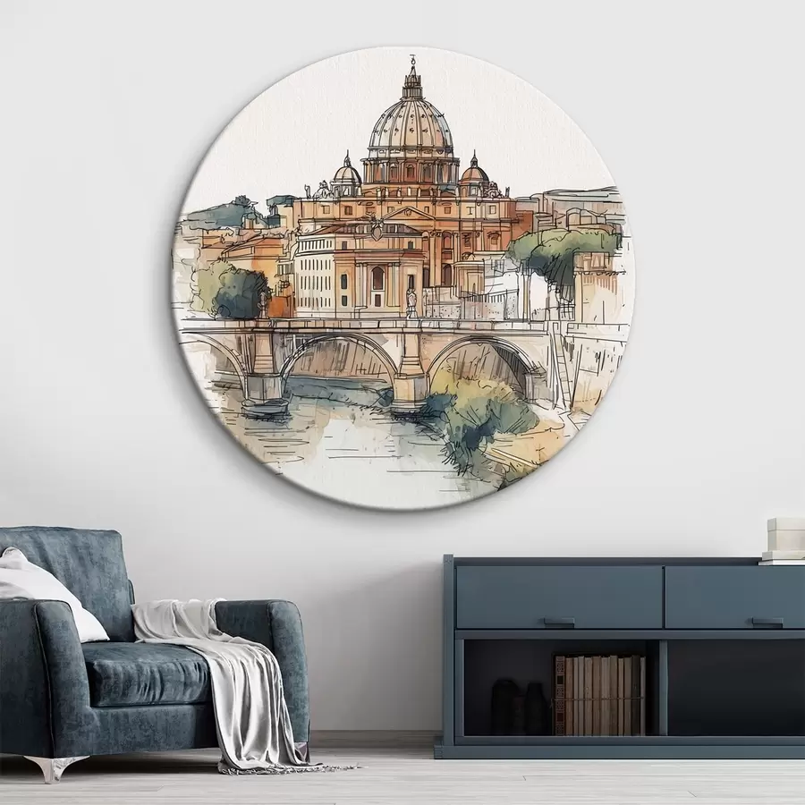 Glezna Akvarelis Romas pilsēta, skiču zīmējums, arhitektūra r44983