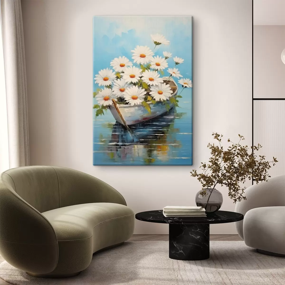 Glezna Margrietiņas laivā uz ūdens s44987