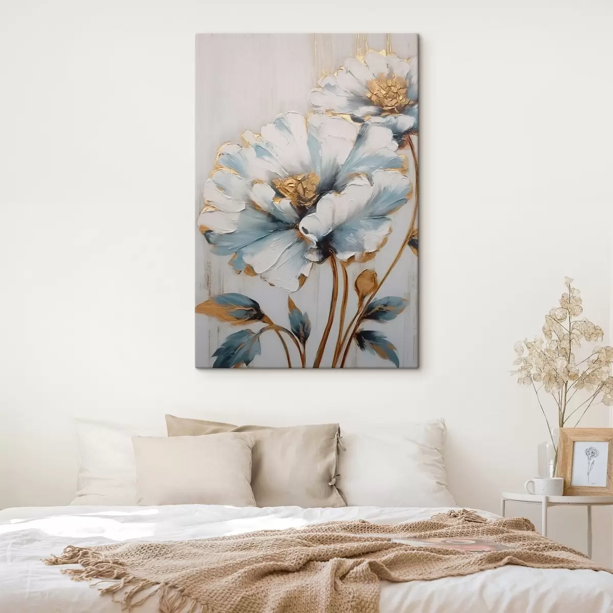 Glezna Zili un balti ziedi s44989