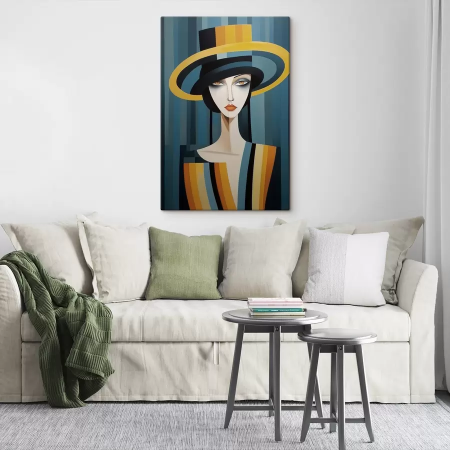 Glezna Sievietes ar cepuri abstraktais portrets s44990