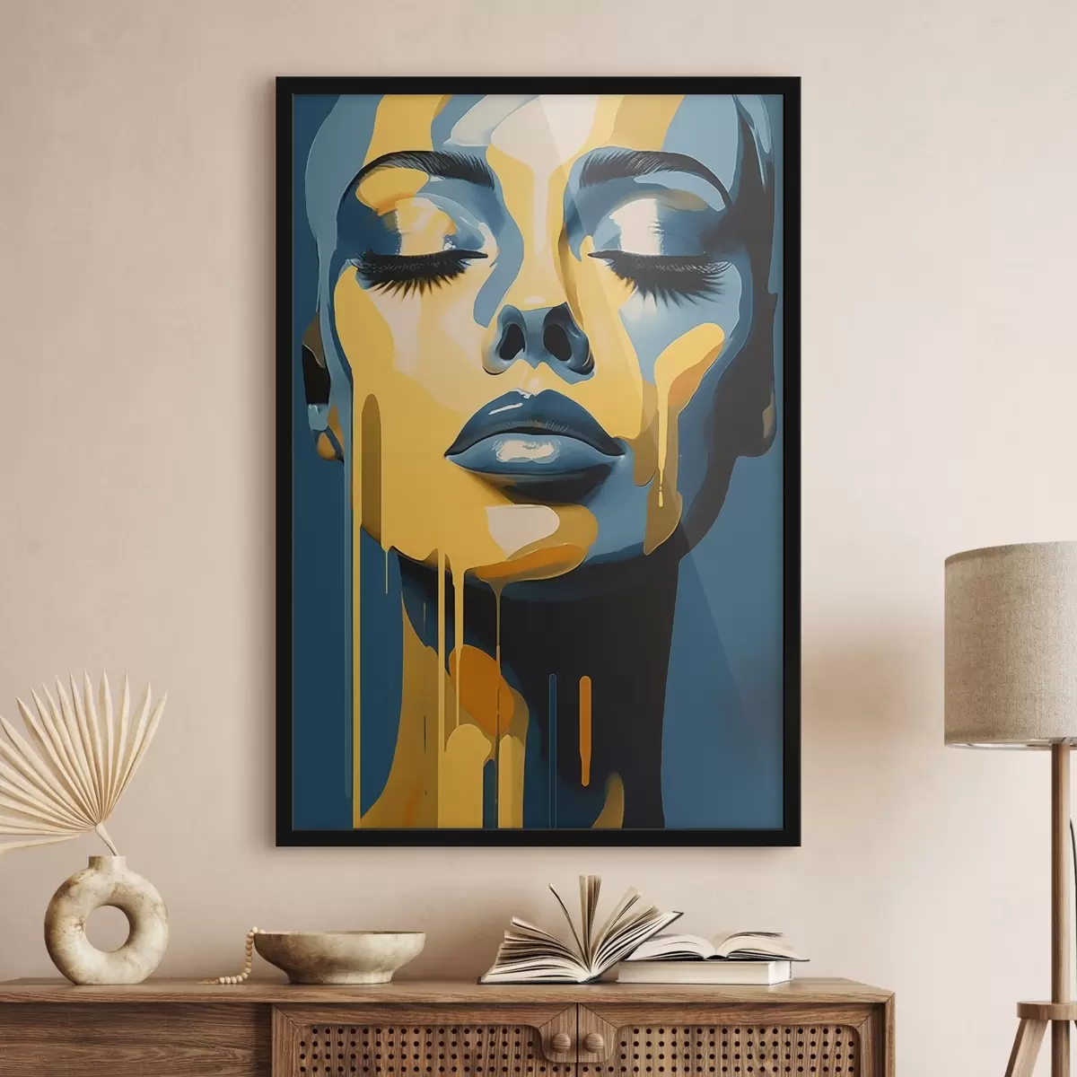 Plakāts Sievietes portrets ar aizvērtām acīm f45006