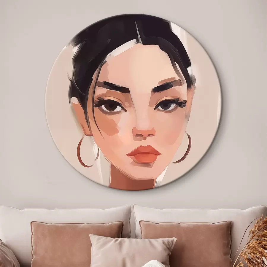 Glezna Meitene ar melniem matiem r45013