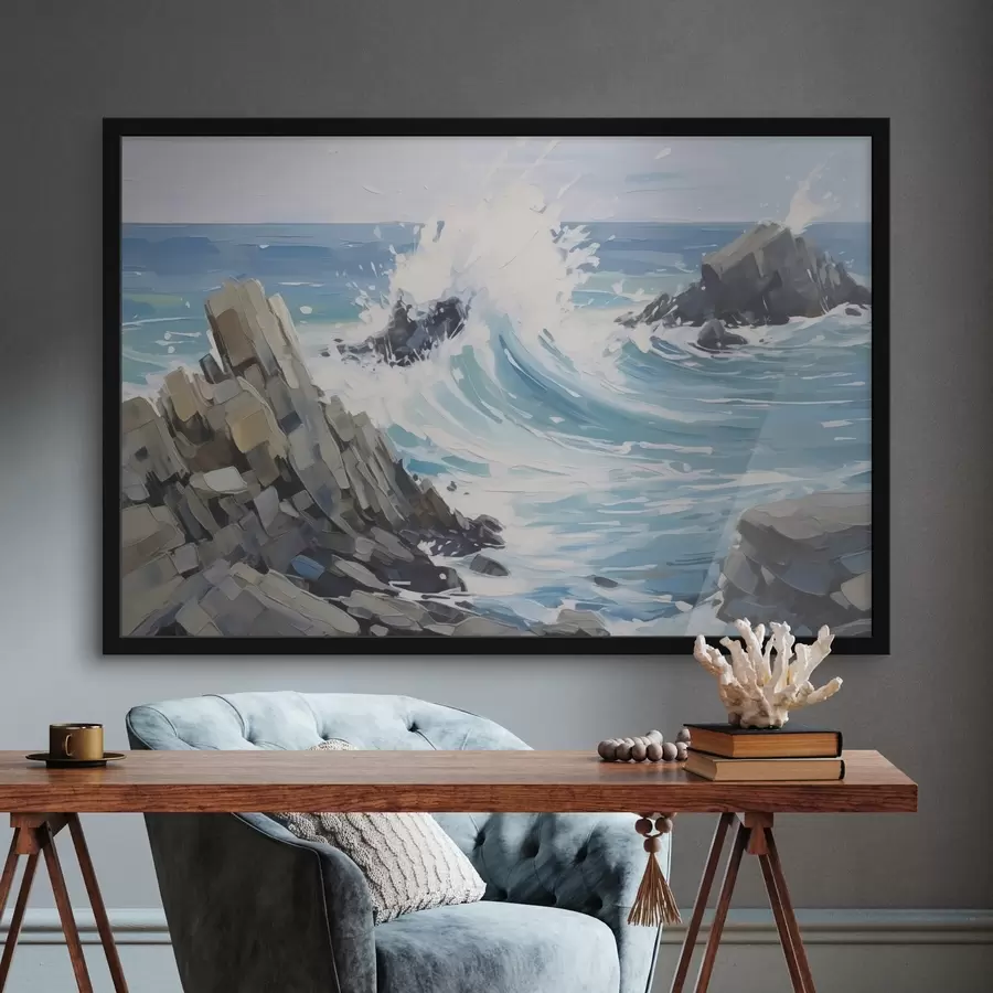 Fototapetes Viļņošana akmeņainā krastā f45021