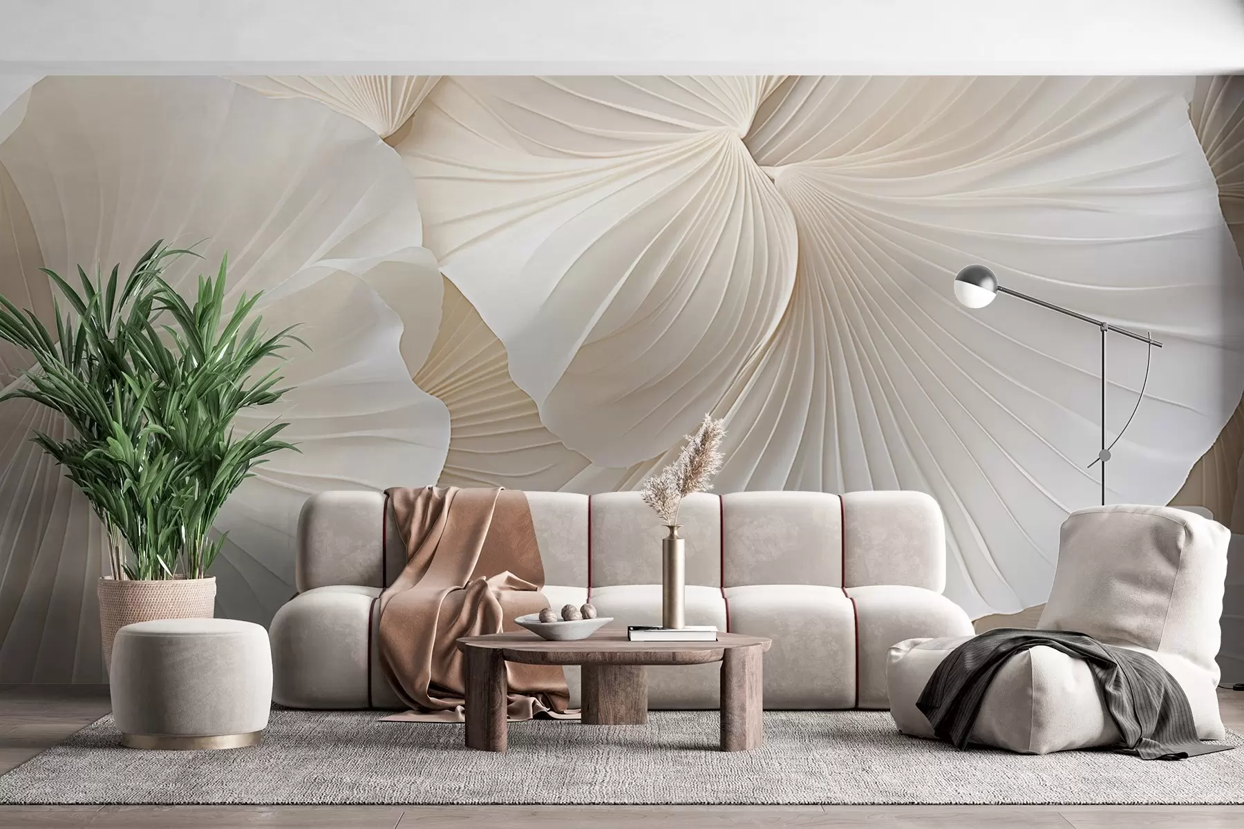 Fototapetes ziedlapiņas, ziedi, balts, krēms, tekstūra, maigums, dekoratīvs w04216