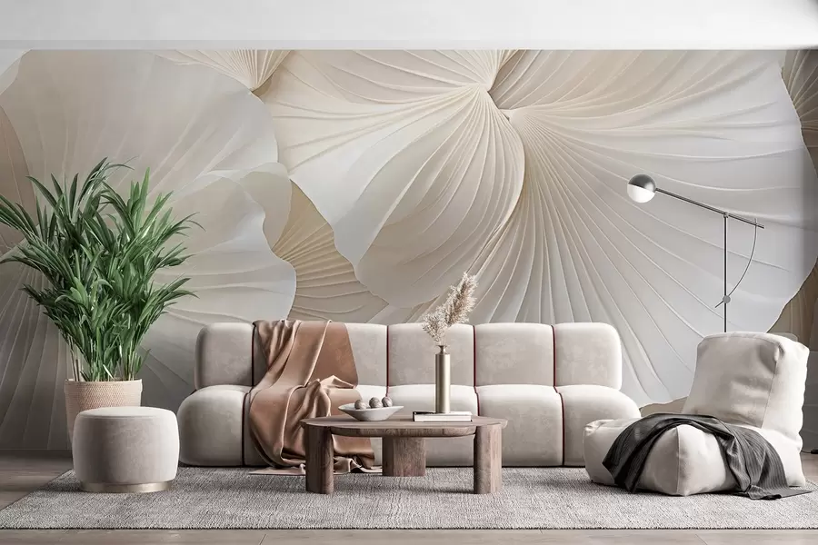 Fototapetes ziedlapiņas, ziedi, balts, krēms, tekstūra, maigums, dekoratīvs w04216