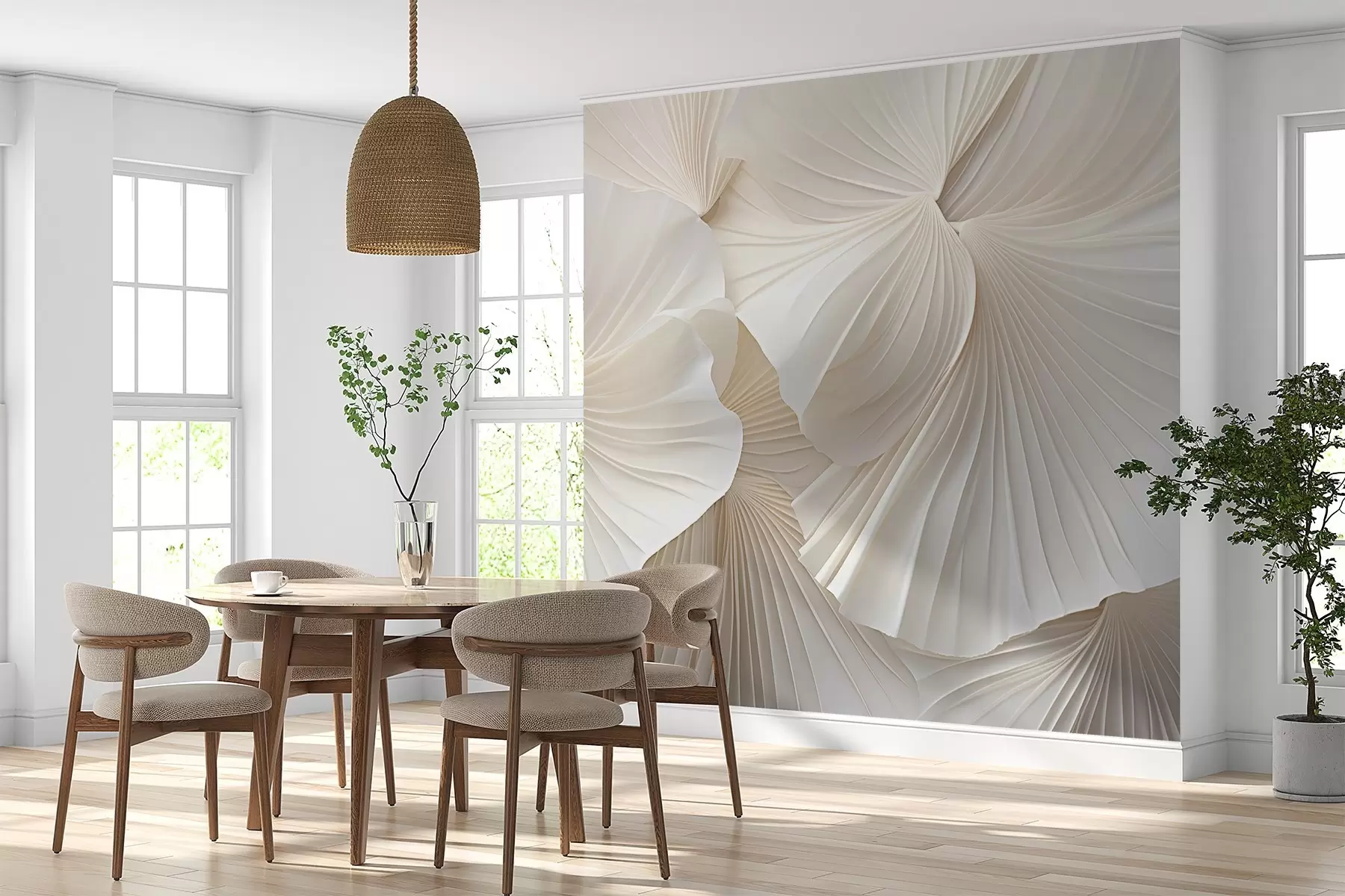 Fototapetes ziedlapiņas, ziedi, balts, krēms, tekstūra, maigums, dekoratīvs w04216