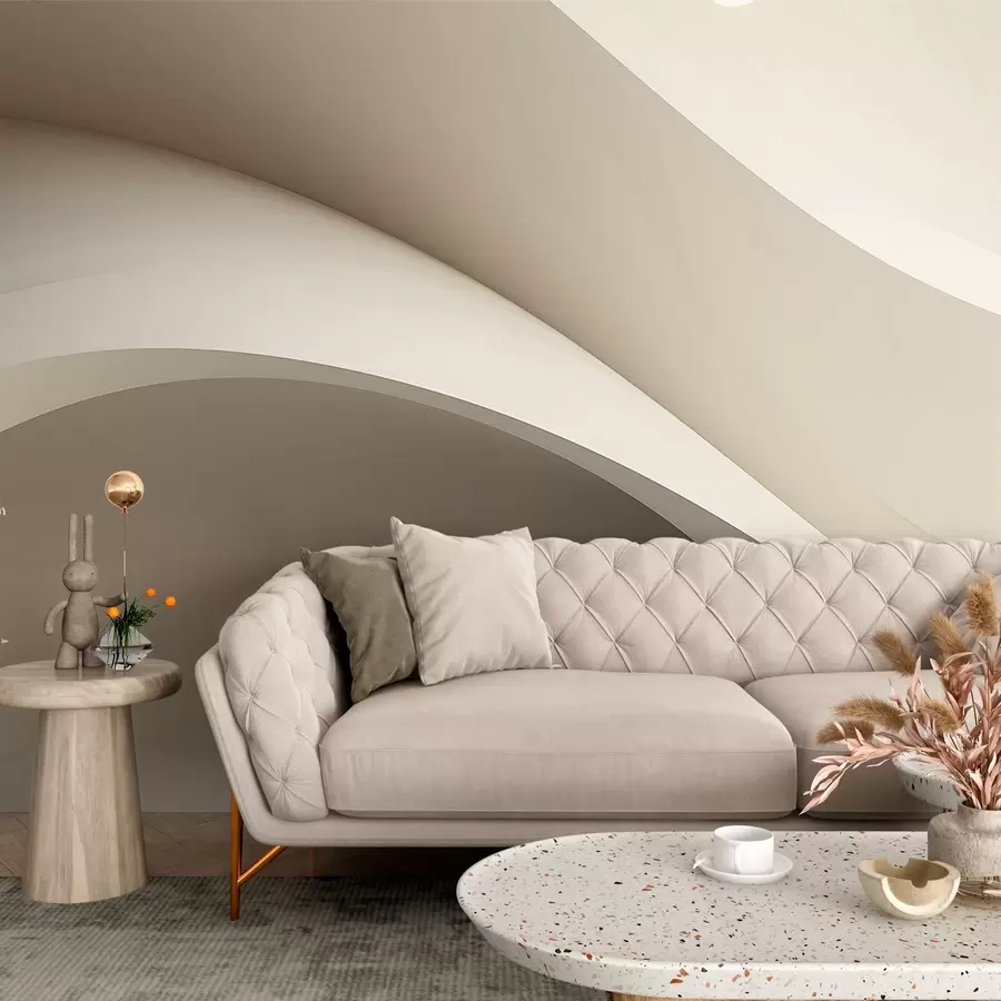 Fototapetes abstrakcija, viļņi, mīkstas līknes, bēšs, gluds, līnijas, moderns w04217v1