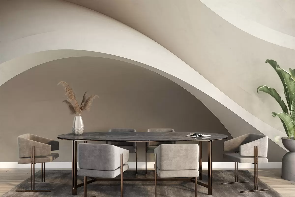 Fototapetes abstrakcija, viļņi, mīkstas līknes, bēšs, gluds, līnijas, moderns w04217v1